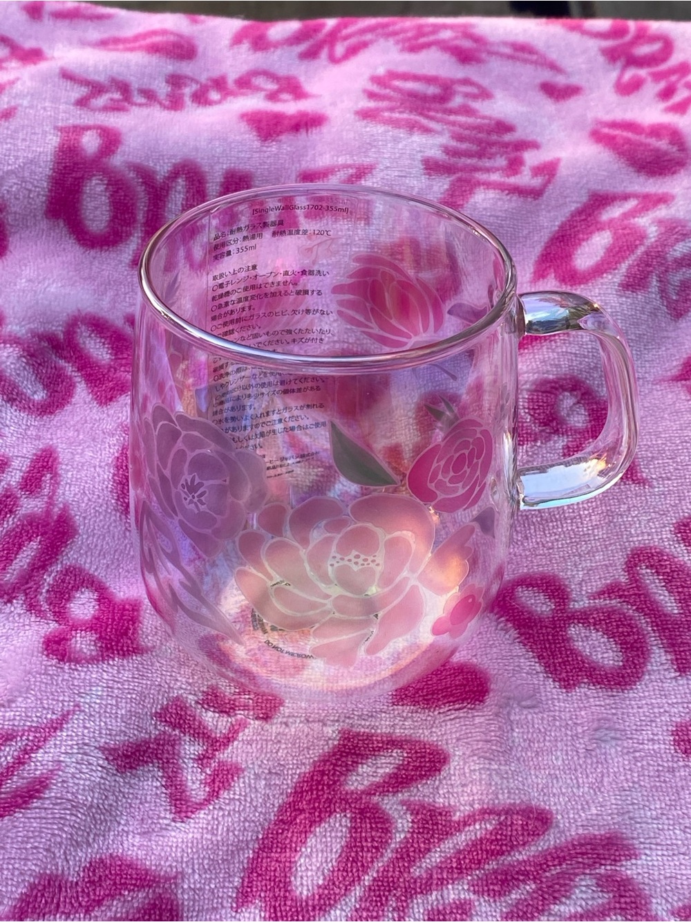 Starbucks Japan Limited  Heat-resistant glass mug hologram flowers 355ml